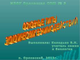 Основные типы экологических взаимодействий 11 класс