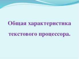 Общая характеристика текстового процессора