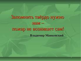 Запомнить твёрдо нужно нам – пожар не возникает сам!