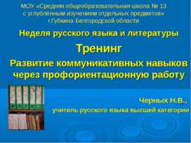 Развитие коммуникативных навыков через профориентационную работу