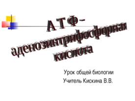 А Т Ф - аденозинтрифосфорная кислота