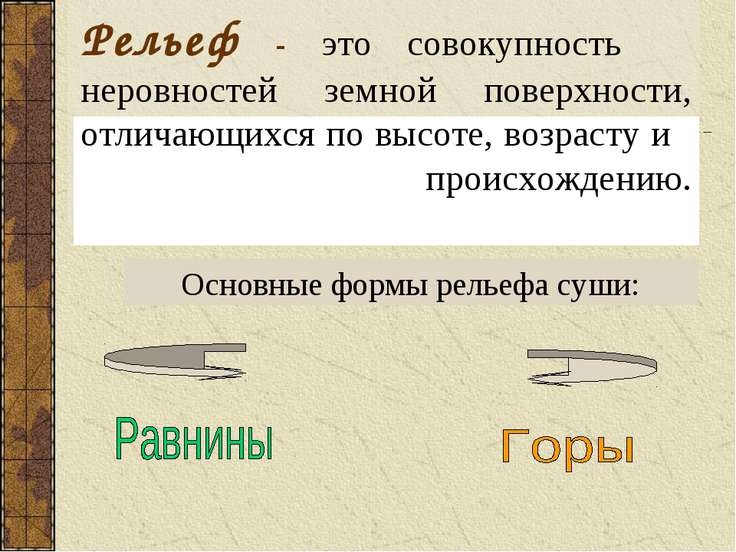 Основные формы рельефа 3 класс