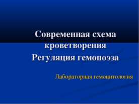 Современная схема кроветворения. Регуляция гемопоэза