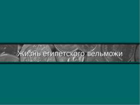 Жизнь египетского вельможи