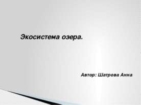 Экосистема озера