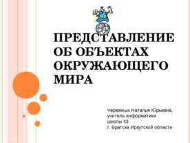 ПРЕДСТАВЛЕНИЕ ОБ ОБЪЕКТАХ ОКРУЖАЮЩЕГО МИРА