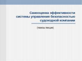 Самооценка эффективности системы управления безопасностью судоходной компании