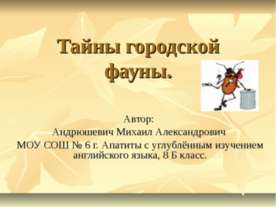 Тайны городской фауны