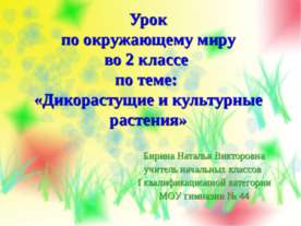 Дикорастущие и культурные растения 2 класс