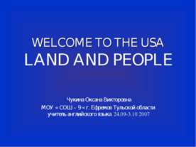 Welcome to the USA. Land and People