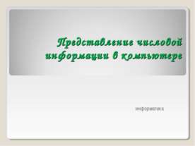 Представление числовой информации в компьютере