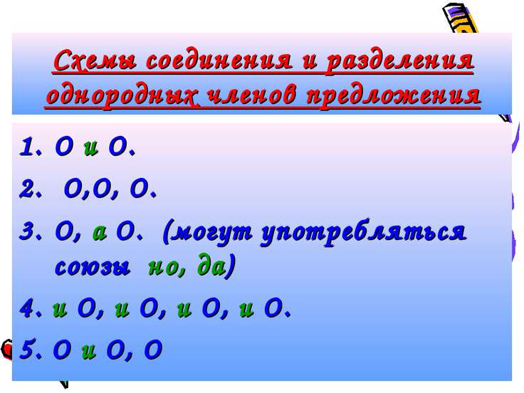 Схемы для однородных предложений