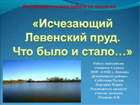 Исчезающий Левенский пруд. Что было и стало