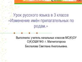 зменение имён прилагательных по родам
