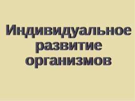 Индивидуальное развитие организмов