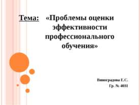 Проблемы оценки эффективности профессионального обучения
