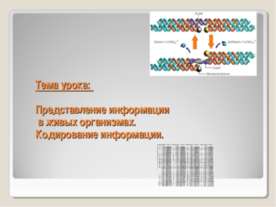 Представление информации в живых организмах. Кодирование информации