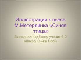 Иллюстрации к пьесе М.Метерлинка «Синяя птица»