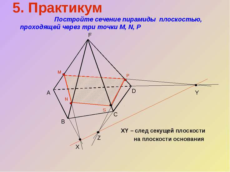 Объем сечения пирамиды