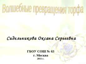 Волшебные превращения торфа