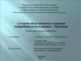 Сегмент общественного питания потребительского рынка г.Чернушка