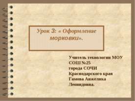 Урок 3: «Оформление морковки»