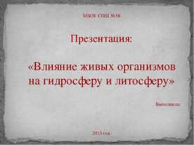 Влияние живых организмов на гидросферу и литосферу