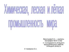 Химическая, лесная и лёгкая промышленность мира