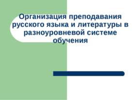 Организация преподавания русского языка и литературы в разноуровневой системе...