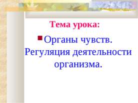 Органы чувств. Регуляция деятельности организма