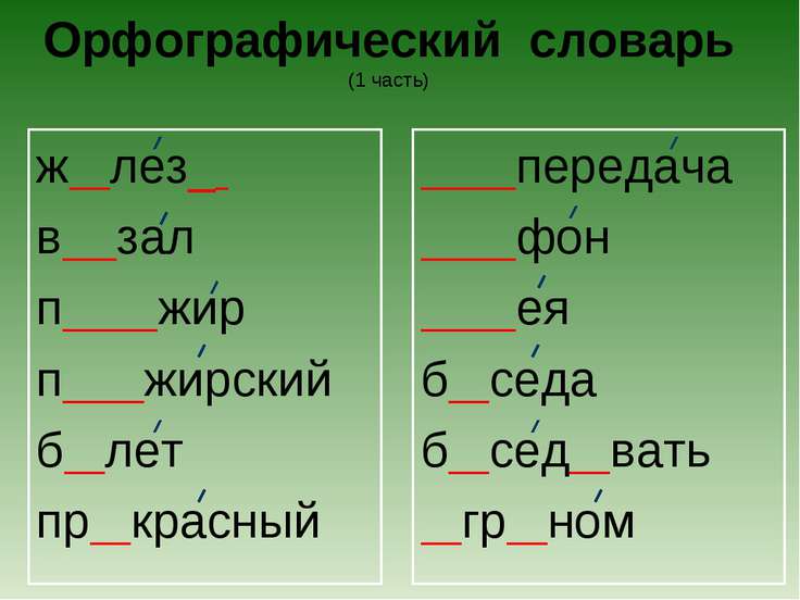 Презентация орфографический словарь