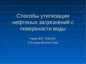 Способы утилизации нефтяных загрязнений с поверхности воды