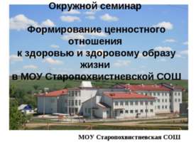Формирование ценностного отношения к здоровью и здоровому образу жизни в МОУ ...
