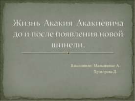 Жизнь Акакия Акакиевича до и после появления новой шинели