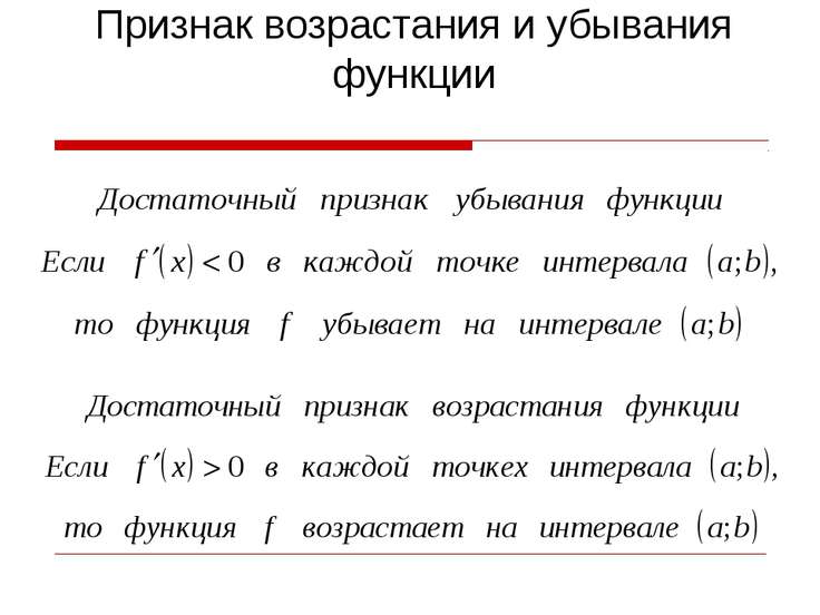 Признаки возрастания и убывания функции 10 класс презентация