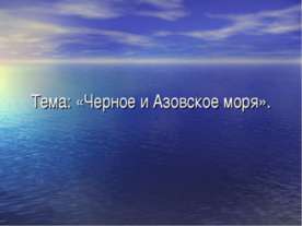 Черное и Азовское моря