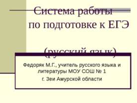 Система работы по подготовке к ЕГЭ (русский язык)